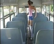 Horny teen enjoying two cocks in bus from enjoy bu