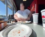 Flashing tits in Pizza Hut from full hut mom her son