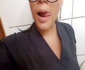 Doctor masturbates in the clinic bathroom, screaming for cock from nurse for cock