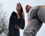 Bully Girls Spit On You And Order You To Lick Their Dirty Sneakers - Outdoor POV Double Femdom from spitting feet dominant