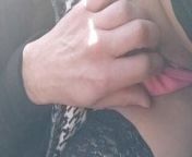 Parking fingered pussy exposed from sexy girl coughing and hocking