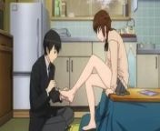 Anime foot fetish scene, nail clipping from bath foot fitish flops