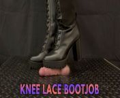 Cock Squeeze & Bootjob in Sexy Black Lace Knee Boots with TamyStarly - CBT, Ballbusting, Cock Crush, Trample from cock crush by black flats knee sandal