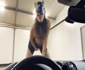 A Teen Girl Public Outdoor in a BDSM fetish mask dances naked on a car at a car wash , SexTravelers from english naked sex xxx dance in bar videolka kola fuck xxx