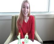 Just turned 18 - blonde slender teen making her first porn from brand land