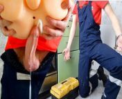 Dominant plumber fucks imaginary client hard for fake call from roshan fake gay