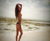 Nina Agdal in sunset photo shoot from nude beach faremely photo