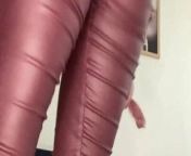 Muslim erotic ballerina with leather pants from arab tight pant