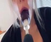 Bimbo blonde fucks her holes with a big power tool dildo from tools machines
