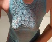Wet pussy in blue dress from most close up open puss