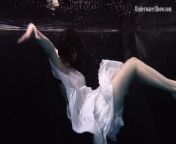 Dark pool vibes with white dress girl from white swimsuit fetisch nude
