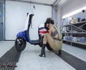 Busty Stacy Bloom masturbate pussy vibrator and squirt in the auto repair shop from busty bloom morzzia com