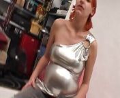 A pregnant German chick pleasing her pussy and sucking a loaded cock from pregnant wife pressing her boobs husband cum on her body mp4