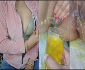 Desi Janvi Bhabhi moot in front of her neighbor to please him from desi piss drinking