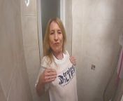 Beenie takes a shower from wetting t shirts girl shower