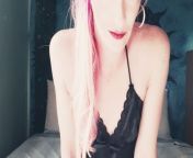 Petite slut with pink hair and purple dildo from purple bitch feet only fans