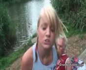 Gorgeous blonde rides dick on the river shore from xxx american sea shore camera