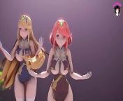 Laysha x Mythra - Sexy Thick Girls Dancing (3D HENTAI) from laysha sexy dancing