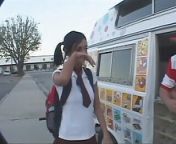 A slim German schoolgirl riding a thick cock in the back of a van from van hard school sex video