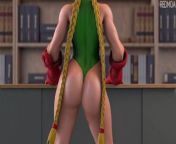 Cammy and Juri from Street Fighter have fun between 2 fights from five super fighter fight scene