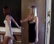 Super hot brunette and hot blonde getting their pussies pounded hard from pussy pounding for super hot slut