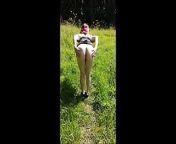 Naughty nude nature walk ass jiggle and flash from walking nude woman