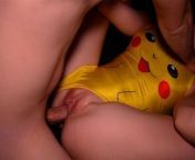 Anime girl creamy pussy rough fucks after masturbating with a dildo from pokémon pikachu toys