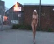 Blond walking naked in the street from naked in the street