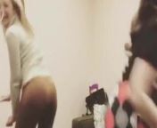 Beth Behrs and Kat Dennings dancing to 'Birthday Cake' from nude birthday girl