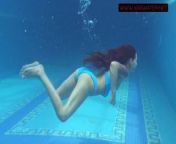 Small teen Mia Ferrari strips naked in pool from hariel ferrari naked