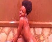 African girl bathing from ebony nude bath