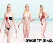 Swimsuit try on haul with Michellexm from muscle girl at beach