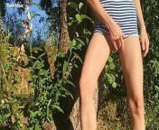 Secret orgasm in the park. Masturbation outdoor from girl and boy air sex