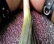 Orgasm thanks to the leek, big and long!! EXTREME INS3RTION from leek sex