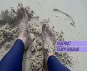 Sand barefoot walk teaser from white swimsuit fetisch nude
