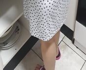 Step son in the kitchen lift up step mom skirt showing her ass without panties from mom son in kichen