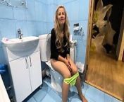 milf was sitting in the toilet and bent over for anal sex from granny toilet