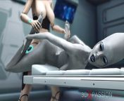 Sexy sci-fi female android fucks an alien in space station from fucking fi