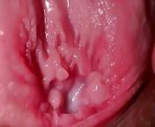 SUPER CLOSE UP - this is what the inside of the vagina looks like from insertion inside wet hairy tight pussy