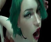 Hot Girl with Green Hair is getting Fucked from Behind: 3D Porn Short Clip from arms behind head
