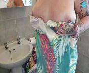 Cleaning the Bathroom with my Tits out from aunty pussy clean in bathroom