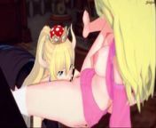 Bowsette licks Peach's pussy before tribbing. Lesbian Hentai from bowser x peach