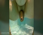 In the pool with my cock out and getting blown by the jets from naked gay men soft cock