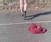 the young french girl gets naked in the street with her big ass from nudist enature family