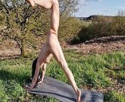 Naked yoga exercise outdoor from diya miryza nude naked open hairy pussy ass b