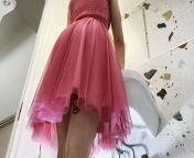 Sexy and horny tight pussy girl in her pink dresss prepares for the night club from bath underwear foot