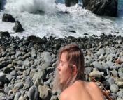 Russian teen girl swallows hot cum on Californian public beach - Eva Elfie from teen sex goa beach