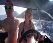 Pregnant girl fucks in public on a boat and gets orgasms and creampie on vacation from kxxx in