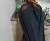 My stepmother is in the kitchen preparing breakfast but I want to fuck her right now from ibu sange vc