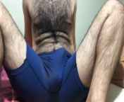 Hairy chest man bulge dick and ball massage slip boxer panties from indian masturbation gay porn videos